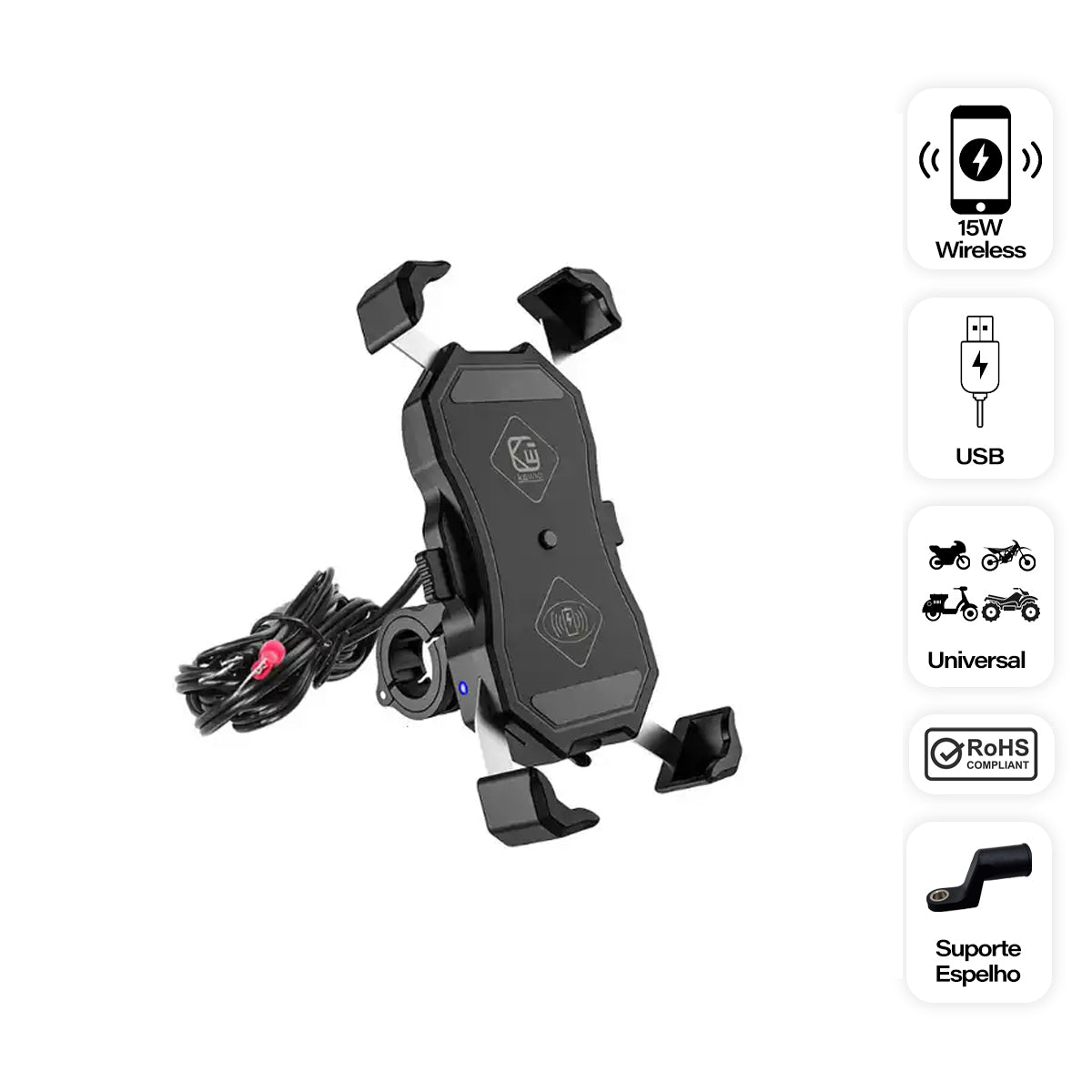 Suporte Telemóvel Universal Wireless e USB Mega Parts