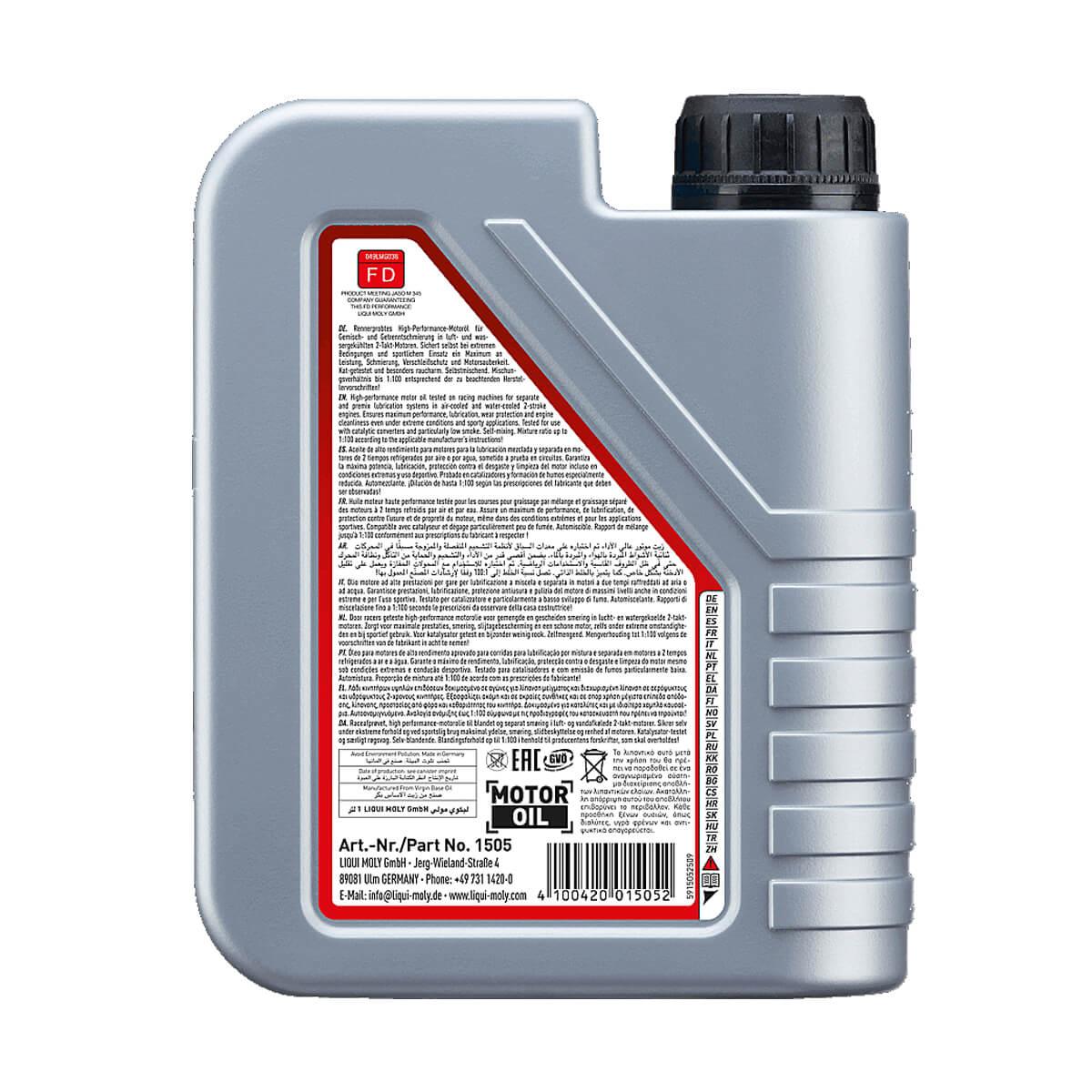 Óleo Mistura Liqui Moly 100% sintético 2T Street Race 1 LT