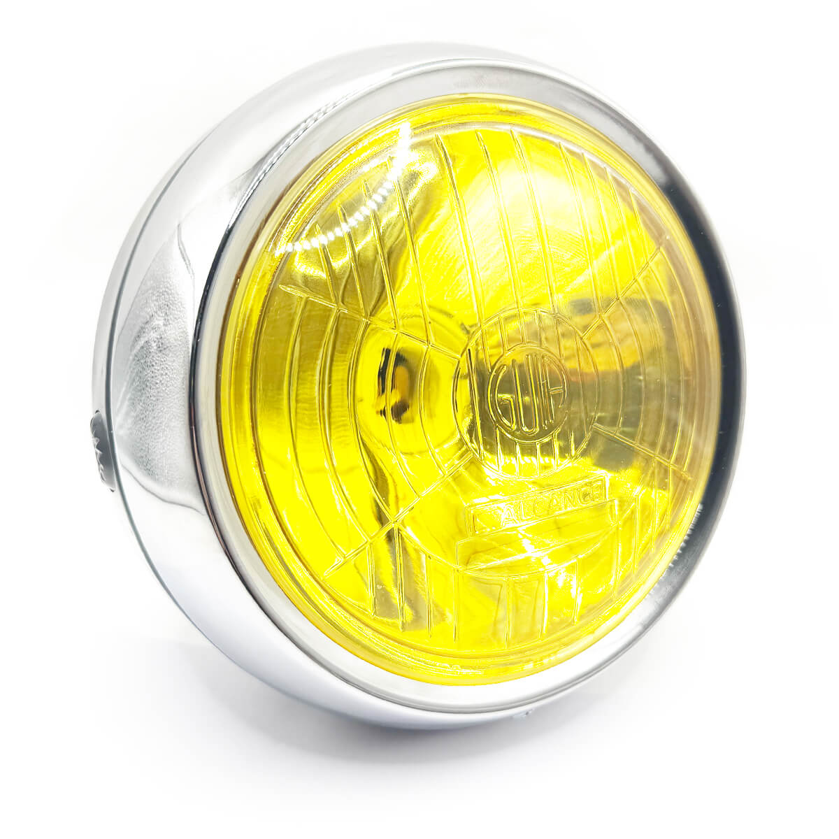 Farol M/73 Cromado/ Preto Vidro Amarelo