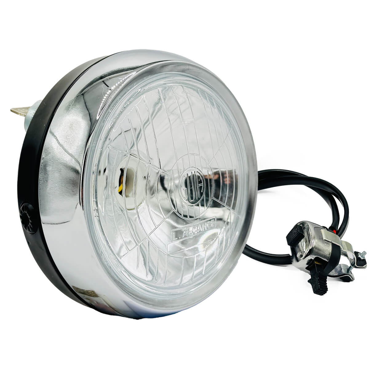 Farol M/73 Cromado/ Preto C/ Chave e C/ Comutador