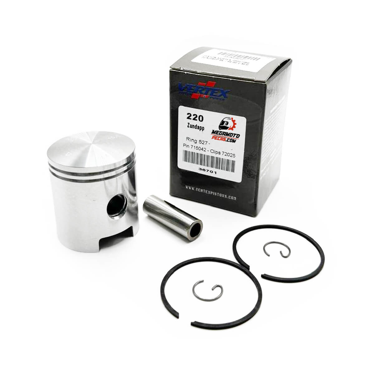 Piston Ø44,00MM Zundapp 5V 2 Segmentos VERTEX