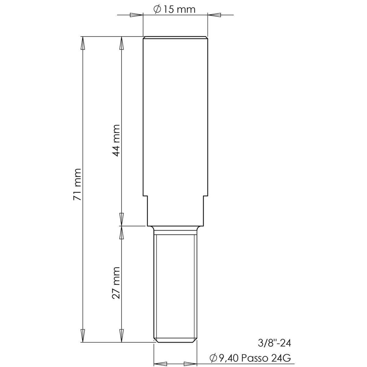 Kit Pernos Alargadores 3/8"-24 (8 Unidades) 45mm CROSSPRO