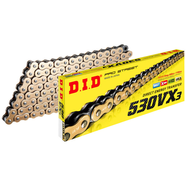 Corrente DID 530 VX3 130L X-Ring Dourada Reforçada