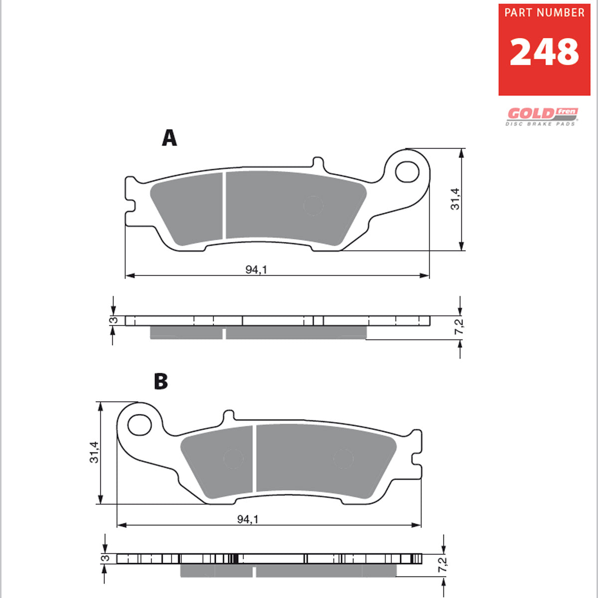 Pastillas de Freno Delanteras GF248 S3 GOLDFREN