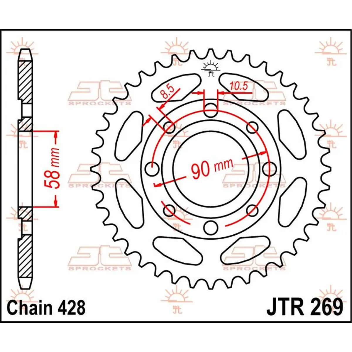 Cremalheira JT 269 com 51 dentes Dealim/ Honda/ KYMCO...