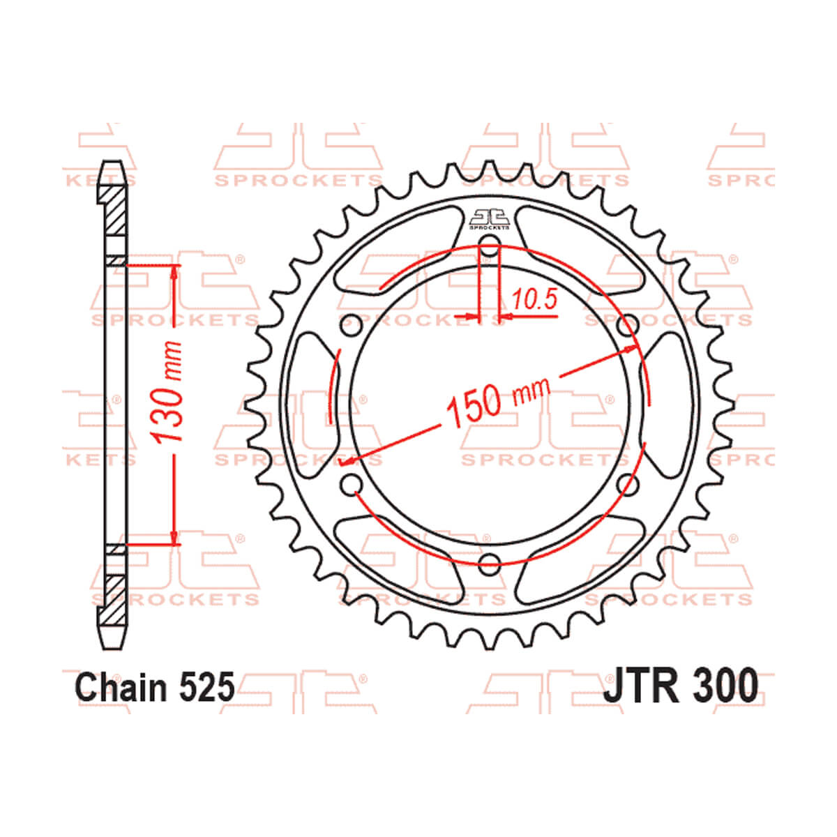 Cremalheira JT 300 em aço com 47 dentes