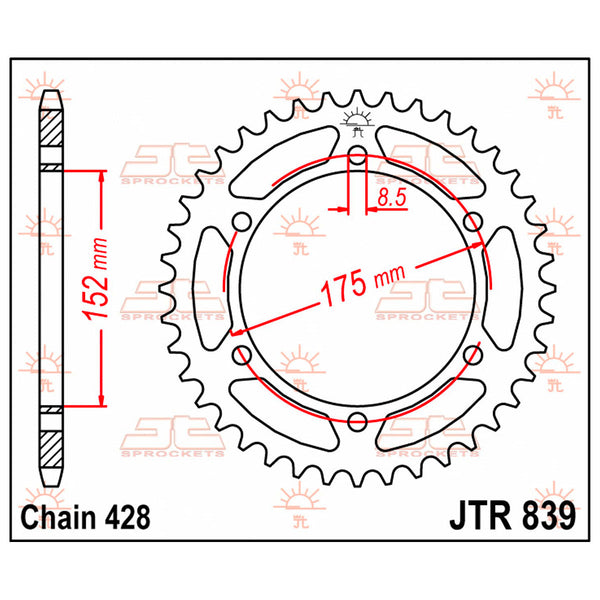 Cremalheira JT 839 em aço com 55 dentes