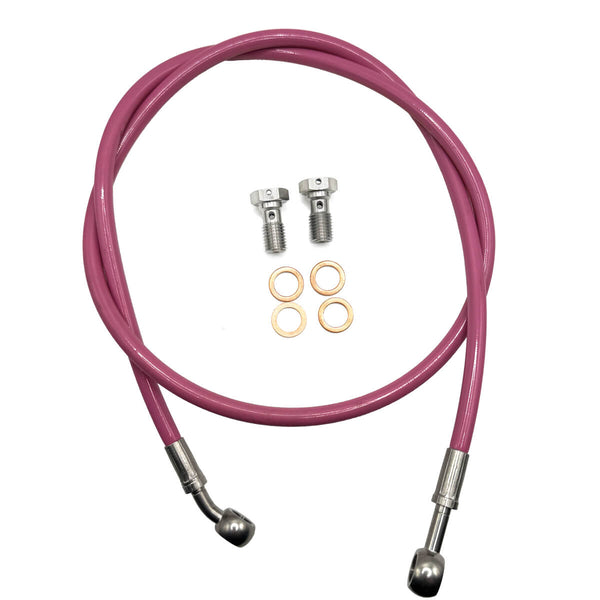 Yamaha DT 50 LC/ LCD/E Pink Braided Steel Brake Hose Kit