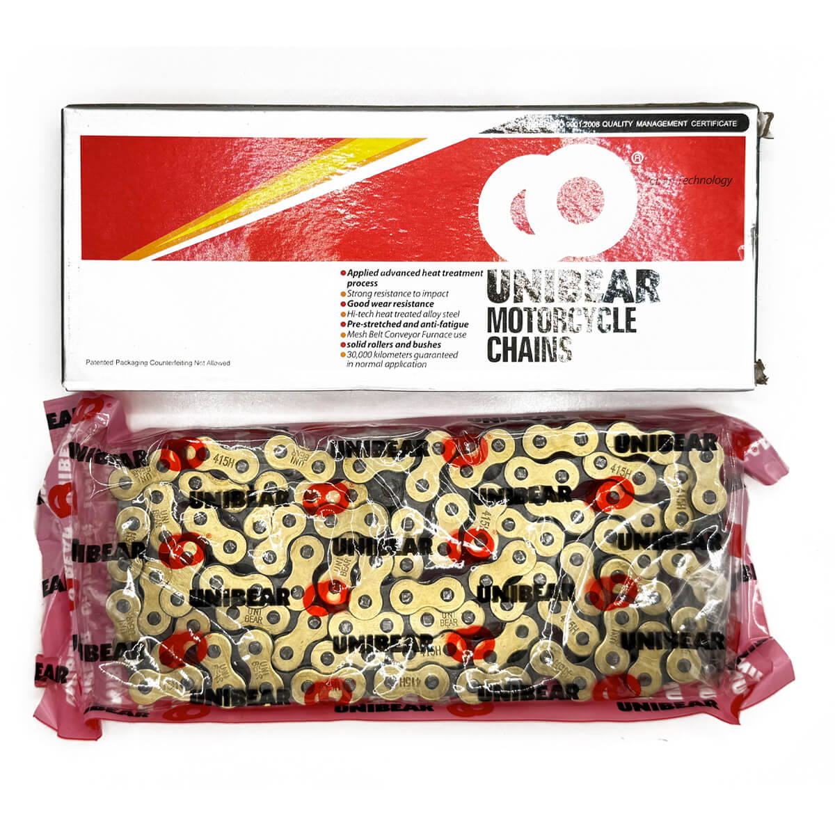 Corrente UNIBEAR 415 com 114L Dourada Reforçada