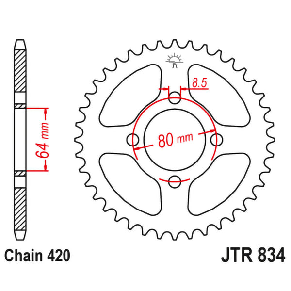 Cremalheira JT 834 em aço com 38 Dentes