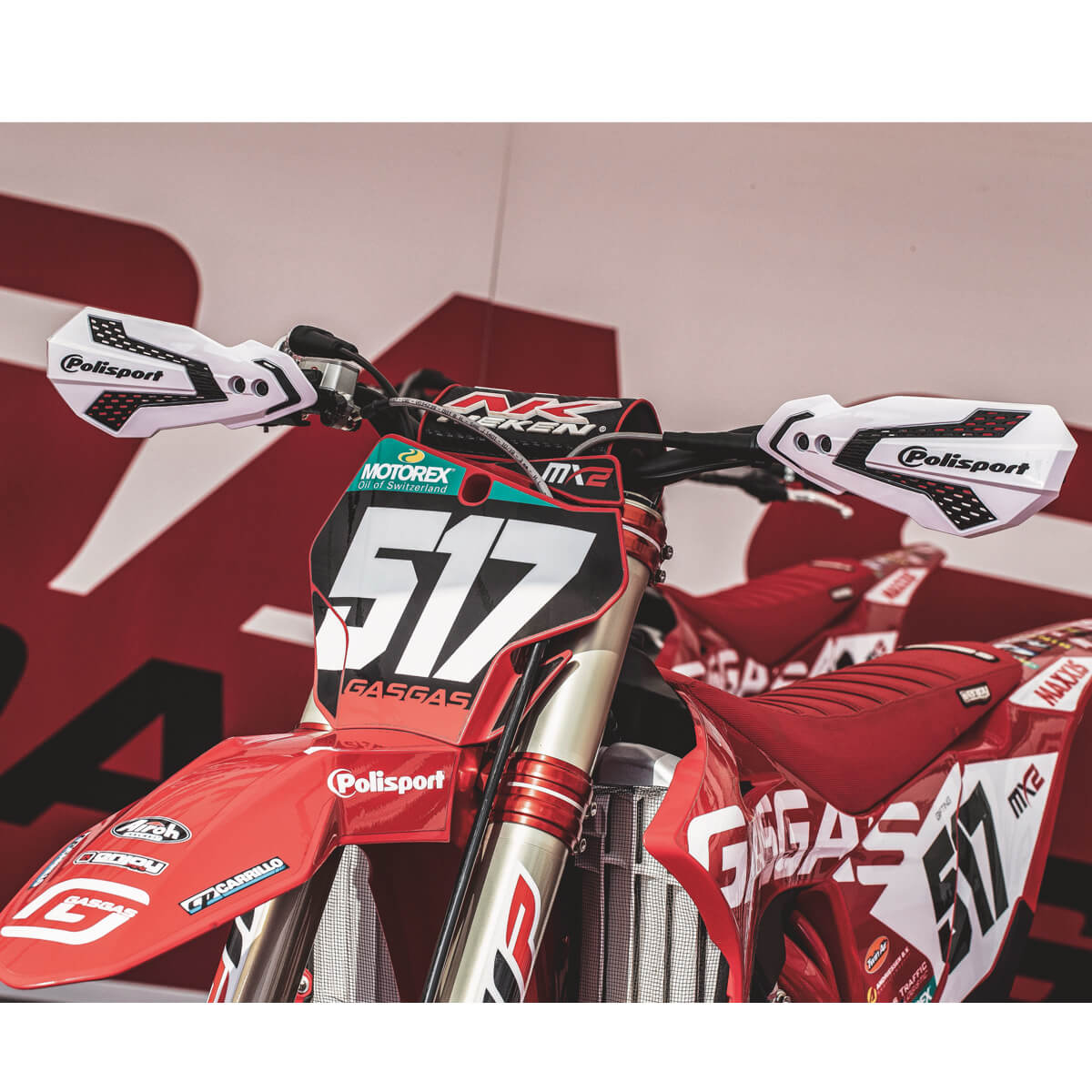 MX Flow Handguards White/Red (BRAKTEC)