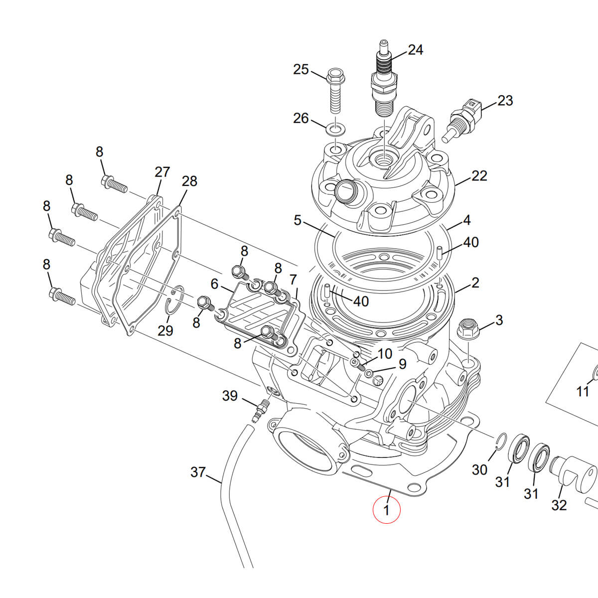 Junta de Cilindro 0.5MM Sherco SE 250/300 - 3840