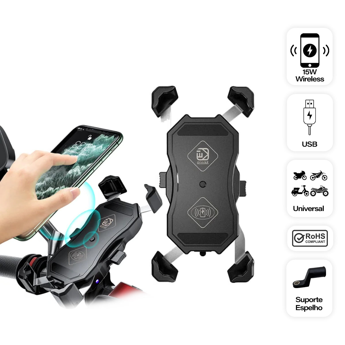Suporte Telemóvel Universal Wireless e USB Mega Parts