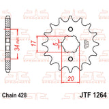 Pinhão JT 558 de aço CBF 125/ CBR 125/ XR 125 - 14 dentes