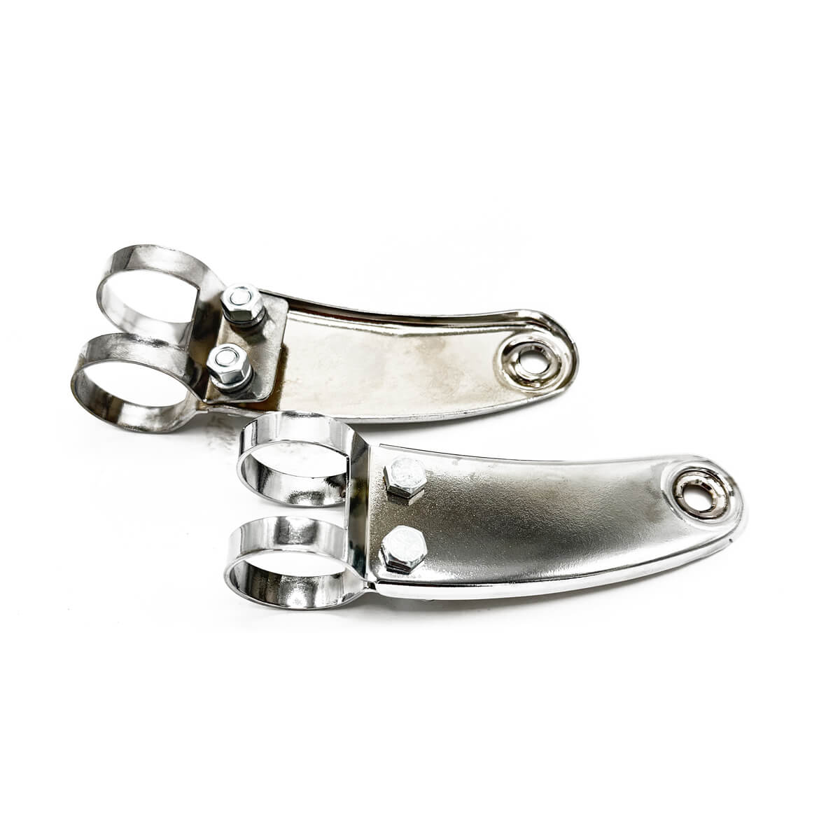 Famel Headlight Bracket/Holder, Chrome (Pair)