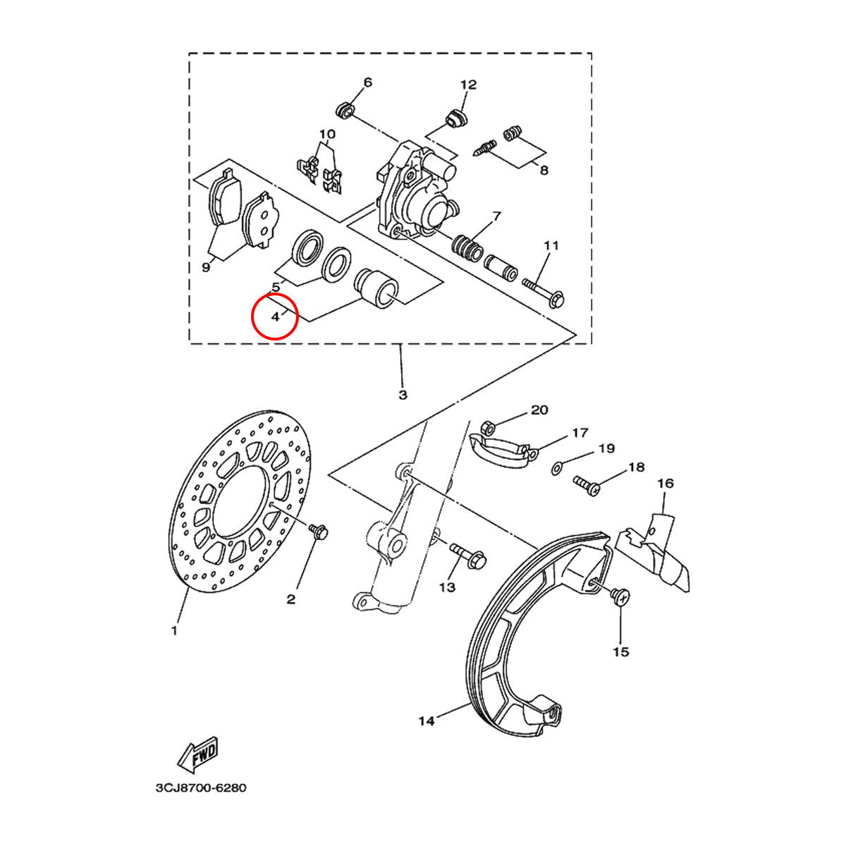 Kit Reparação Pinça Original Yamaha DTR125/ XT600/ XT350
