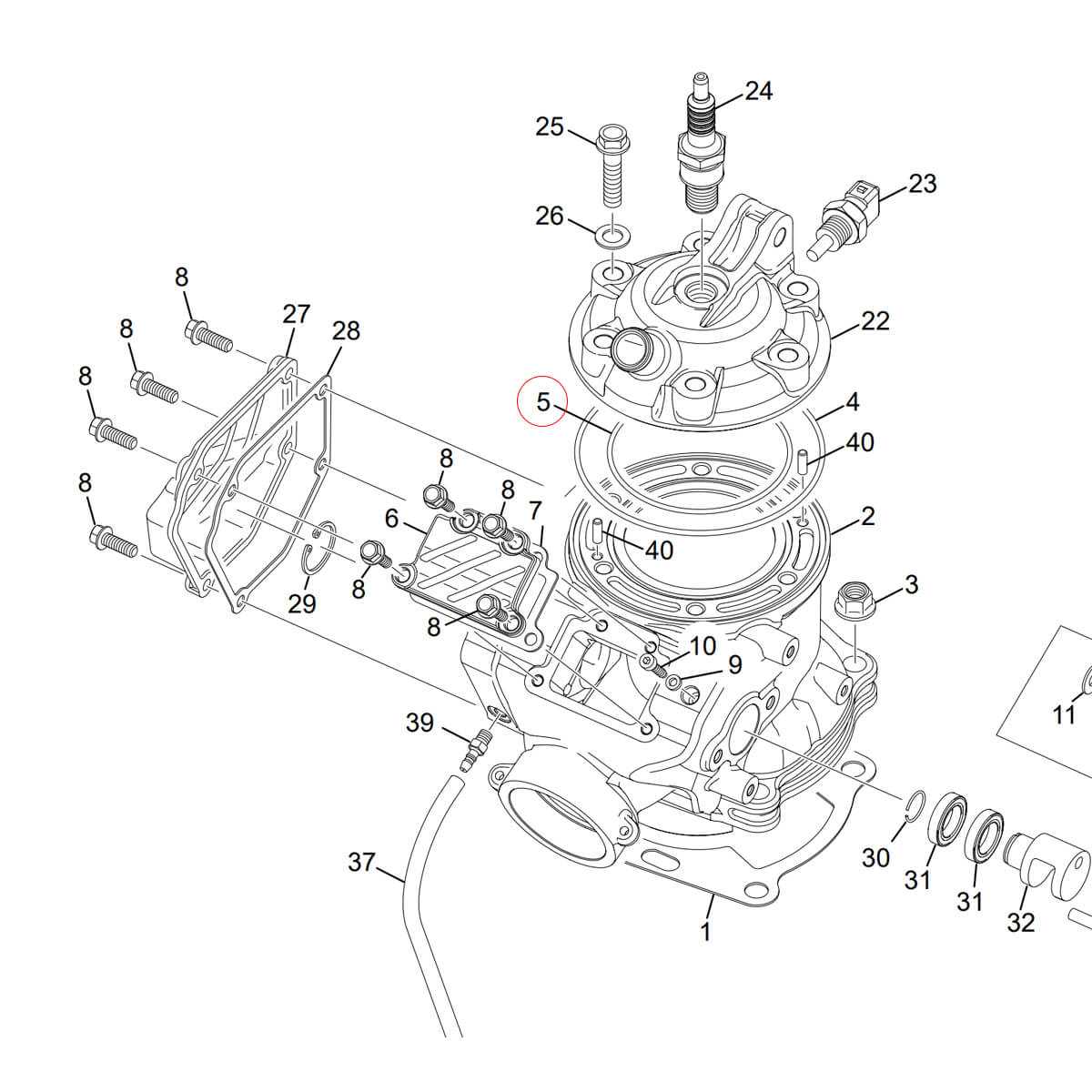 O´ring de Viton Colaça Interior Sherco SE 250/300 - 3818