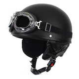 Capacete Clássico/ Vintage Preto Matte C/ Óculos
