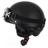 Capacete Clássico/ Vintage Preto Matte C/ Óculos
