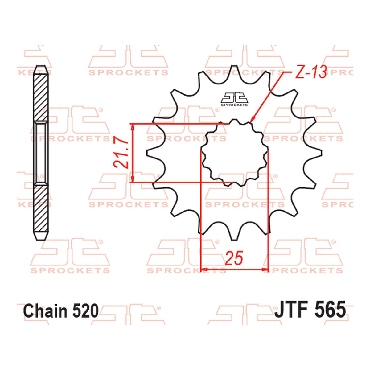 JT Steel 565 Sprocket with 13 teeth