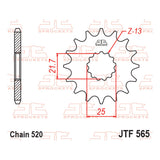 JT Steel 565 Sprocket with 13 teeth