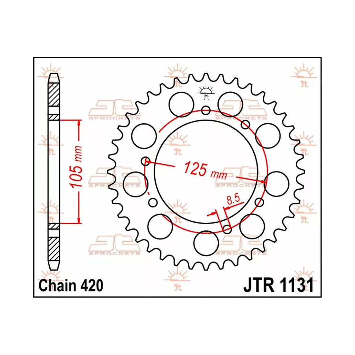 Cremalheira JT 1131 em aço com 50 Dentes
