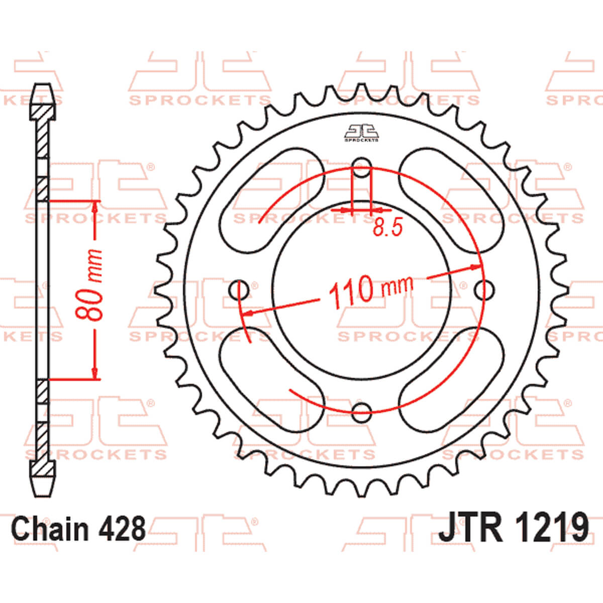 Cremalheira JT 1219 em aço Honda CBF 125 - 41 dentes