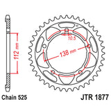 Cremalheira JT 1877 com 45 dentes (MT09/ R1/ TRACER...)