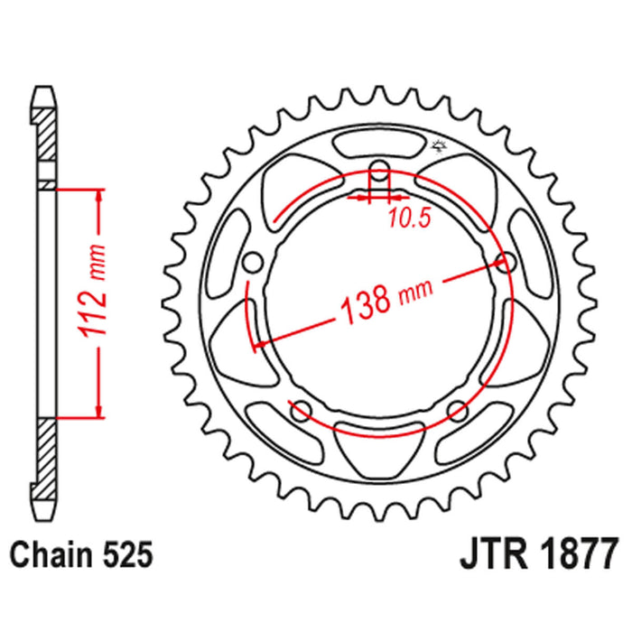 Cremalheira JT 1877 com 45 dentes (MT09/ R1/ TRACER...)