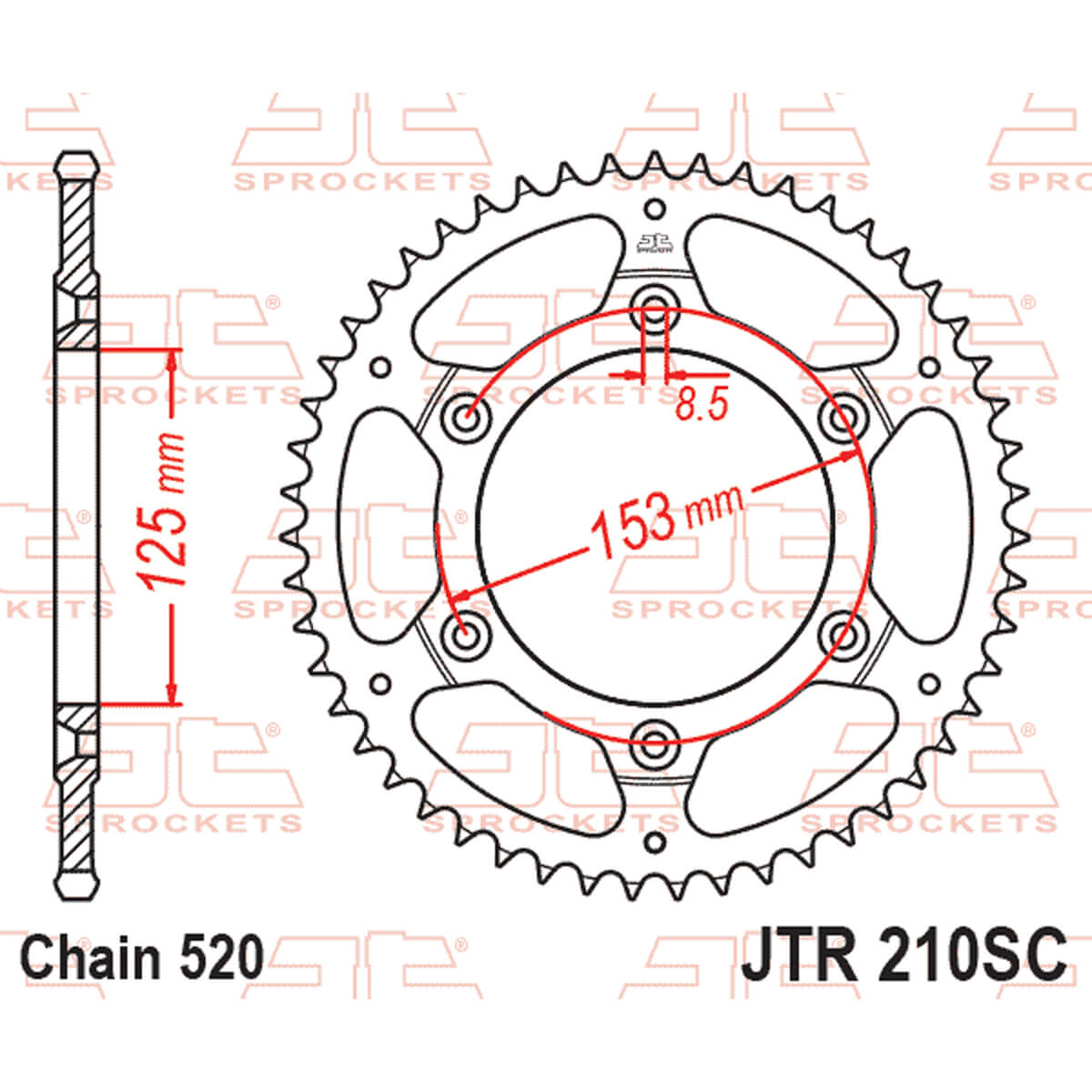 Cremalheira JT 210 em aço com 50 dentes Beta/ Honda