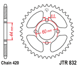 Cremalheira JT 832 em aço com 38 dentes