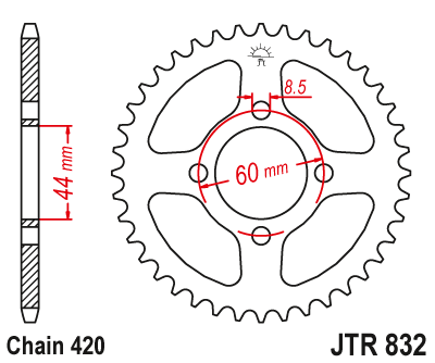 JT 832 steel sprocket with 32 teeth