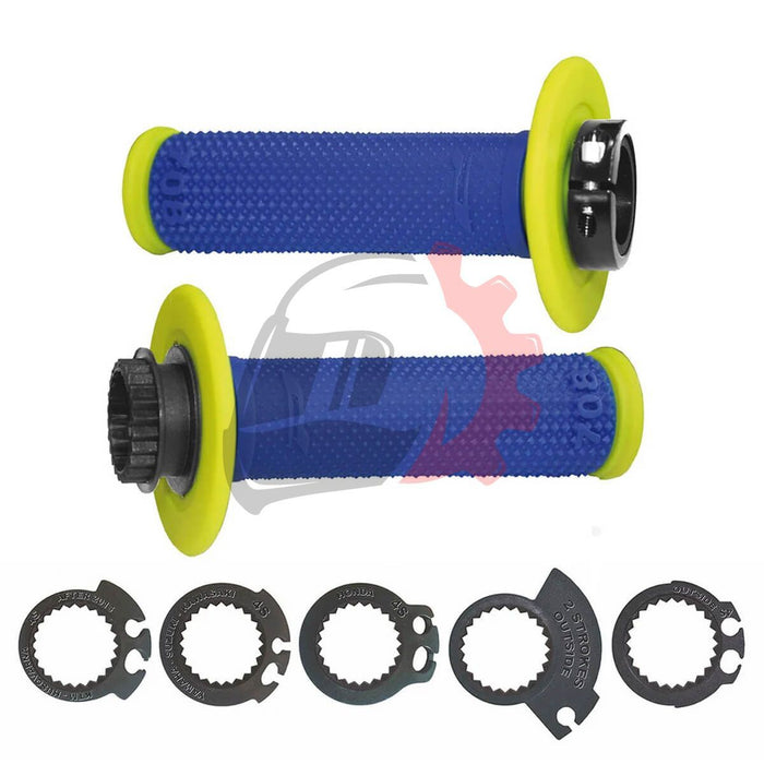 Punhos PROGRIP 708 Lock-On Azul/ Amarelo Fluo