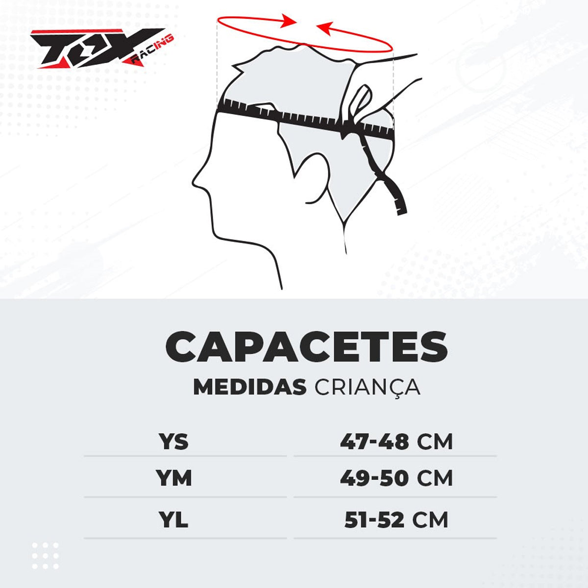 Capacete Mx (Criança) Tox Racing YL (51-52cm) Vermelho