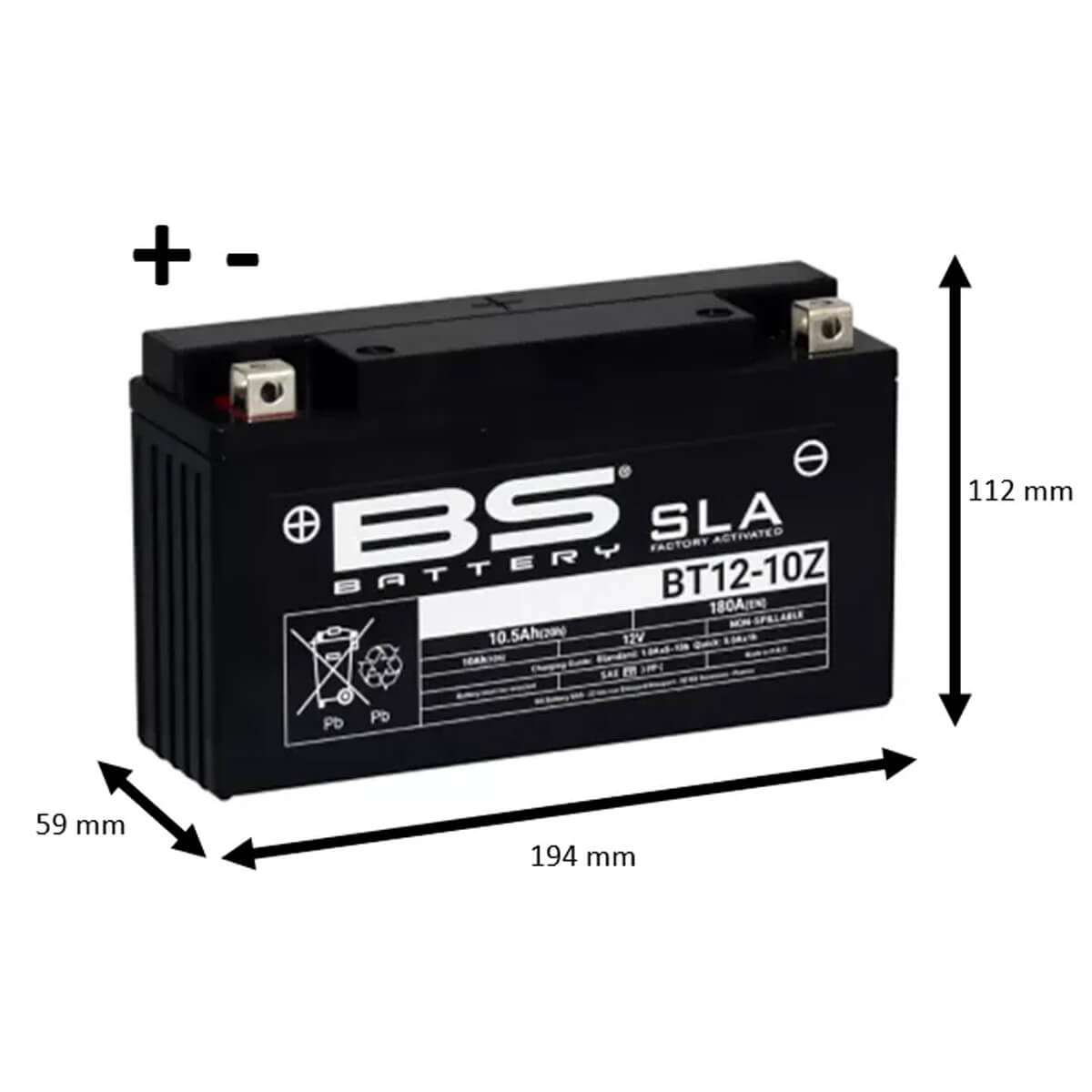 Bateria BS BATTERY BT12-10Z FA (ZONTES) (Carregada e Ativa)