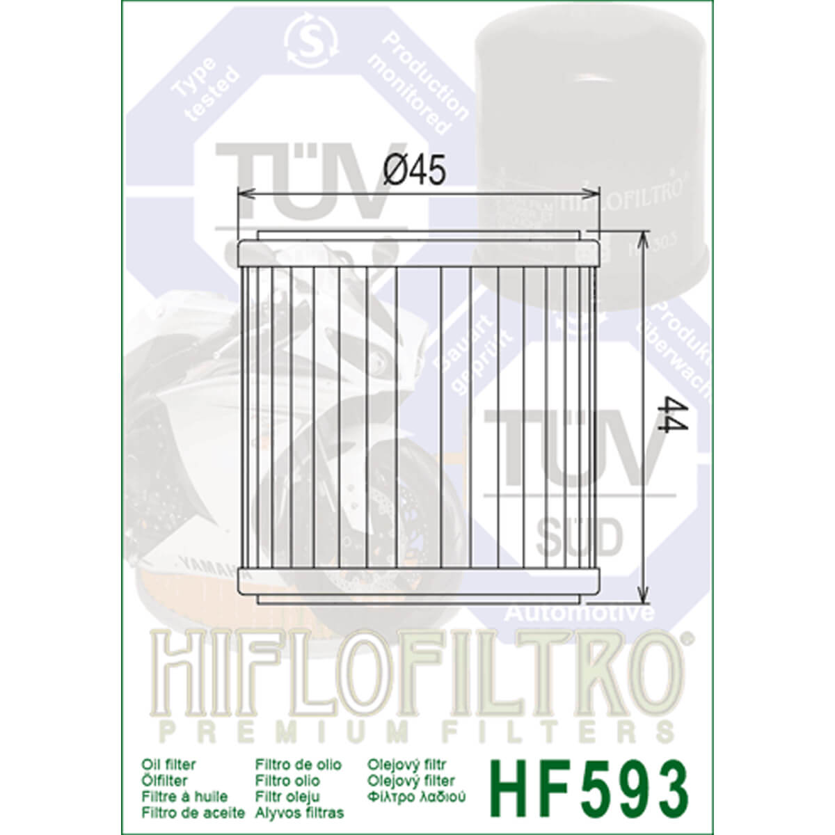 Filtro de Óleo HF593 Benelli TRK/ BN/ Leoncino Hiflofiltro