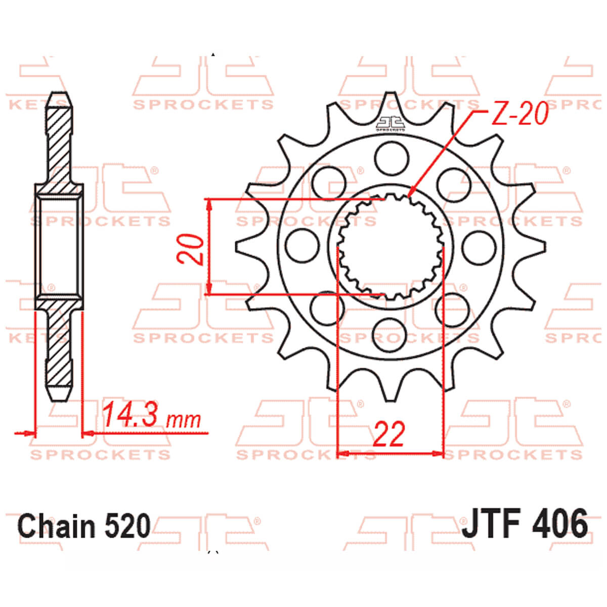 Pinhão JT 406 RB de aço com Borracha 16 dentes BMW G 310