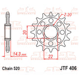 Pinhão JT 406 RB de aço com Borracha 16 dentes BMW G 310