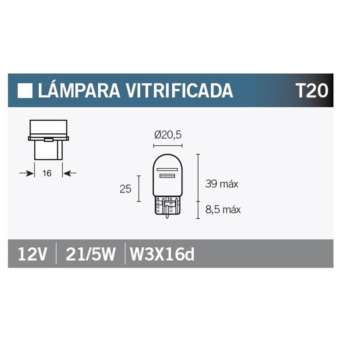 Lâmpada T20 BILUX 12V 21/5W