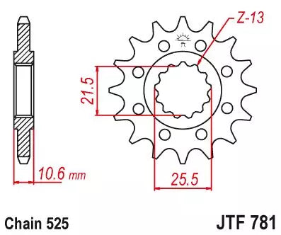 Pinhão JT 781 de Aço com 14 dentes Benelli